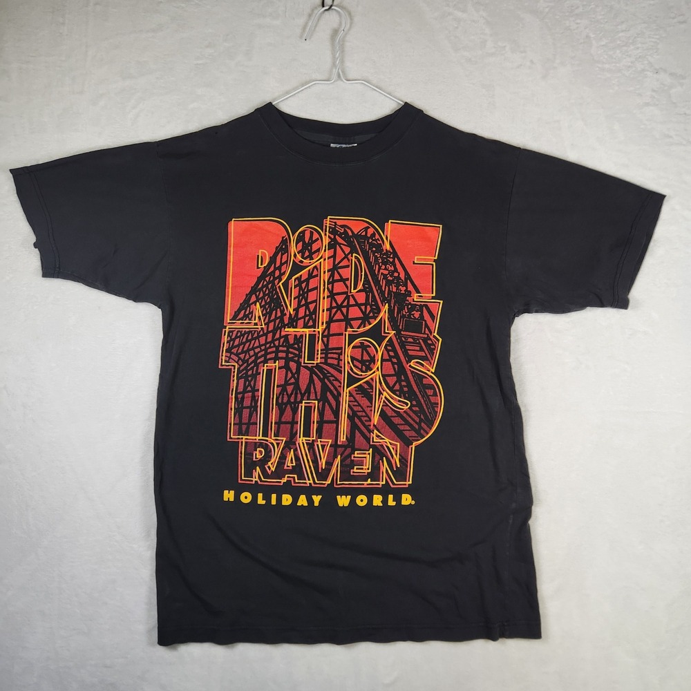 Vintage Ride The Raven‎ Holiday World Theme Park Souvenir T Shirt